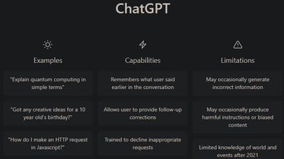 ChatGPTs examples, capabilities, and limitations