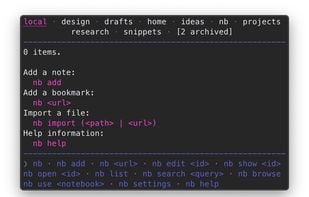 nb uses Git in the background to automatically record changes and sync notebooks with remote repositories. nb can also be configured to sync notebooks using a general purpose syncing utility like Dropbox so notes can be edited in other apps on any device.
