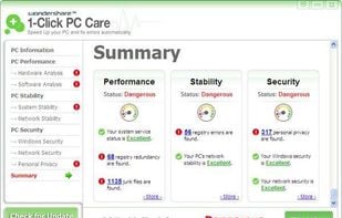 Wondershare 1-Click PC Care screenshot 1