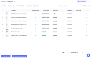 Data extraction summary view