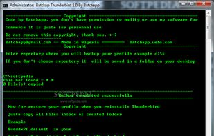 Batckup Thunderbird screenshot 1