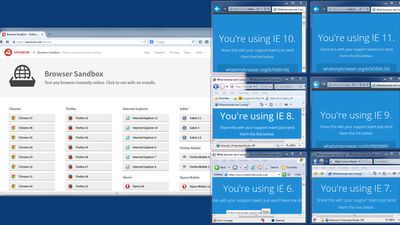 Different versions of Internet Explorer running side-by-side in containers on the same machine, streamed directly from Turbo.net.

Containers allow developers, testers, and users to run multiple application versions side-by-side, even beta versions.