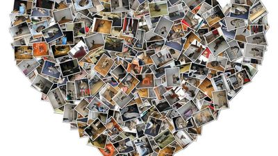 Photo collage in the shape of a heart