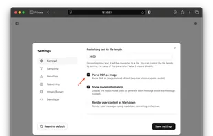 Optionally, the WebUI can process the PDFs as images when the AI model supports it.