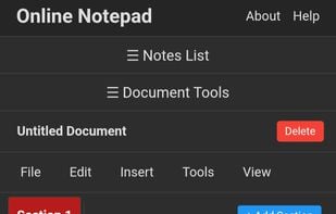 Mobile Online Notepad Dark Mode
