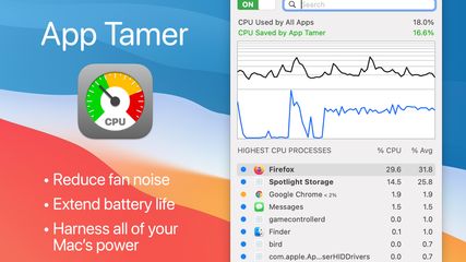 App Tamer reduces fan noise, extend battery life and harness all of your Mac's power.