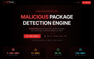 npmscan.com home page