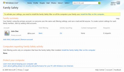 windows live family safety does it block porn