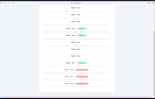 Times are shown as prefered or disliked.