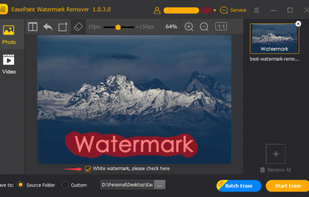 Select the watermark area using custom selection tool