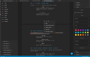 Screenshot of script breakdown and content filtering in Clapperbie