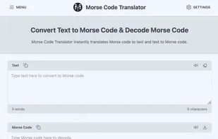 Morse Code Translator homepage.
