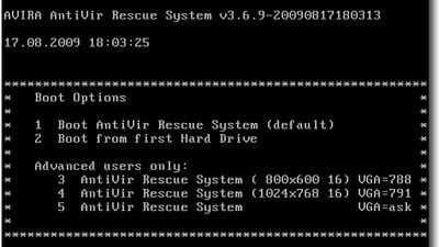 Avira AntiVir Rescue System screenshot 1