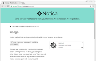 Notica running inside Chrome.