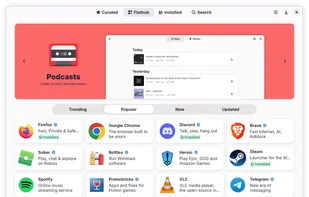 The home page displaying Flathub apps