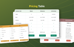 Create various types of pricing table according to your product pricing