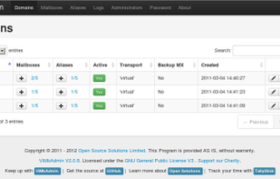 ViMbAdmin screenshot 1