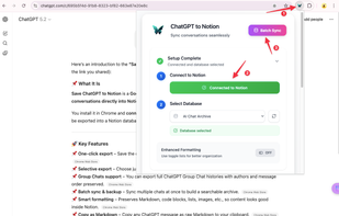 Save ChatGPT to Notion screenshot 1