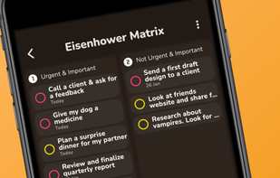 "Easy To Prioritize"
Eisenhower Matrix View (Mobile)
Drag & Drop Organization