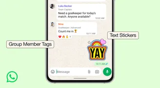 WhatsApp rolls out new group chat features: member tags, text stickers and event reminders image