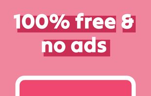 The apps default view showing the days, hours, minutes, and seconds until "our wedding". Above the text "100% free & no ads".