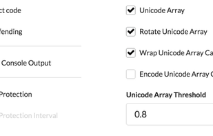 Main options, such as self-defending code and debug protection.
