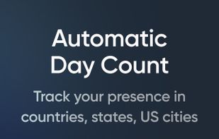 Flamingo Compliance automatically logs countries, US states, and select US cities visited, with precise day and night counts.