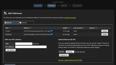 Cryptocurrency addresses are added directly into CryptFolio