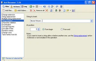 Actions, under Windows XP