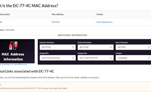 Example of a MAC Address search