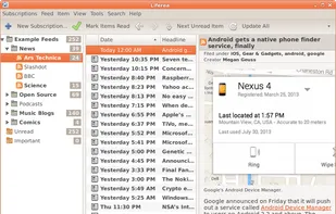 Three pane view mode for wide screens.