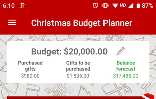 Christmas Budget Planner screenshot 1