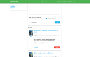 Notes are displayed as a feed