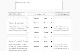 Options for male and female voices.