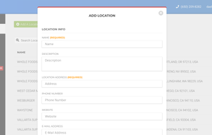 Interface for adding & editing locations.