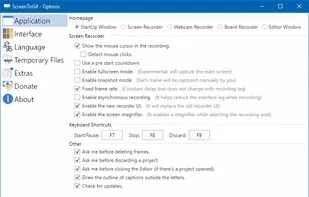 Options dialog window