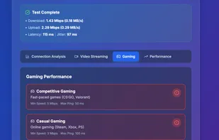 ScanPing measures ping and jitter to determine online gaming readiness. Low latency and stable jitter analysis help gamers understand if their connection is suitable for competitive multiplayer games, cloud gaming, and real-time gameplay.