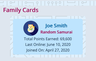 Mobile view of customizable cards to show off the rewards you have collected.