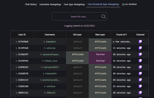 Broadcaster type history tool