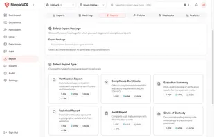 Bulk Export and Certified Reports: eIDAS (EU), FDA 21 CFR Part 11 (US), ISO 27001, SOC 2 Type lI, GDPR, HIPAA