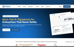 EzSignly Esignatures homepage