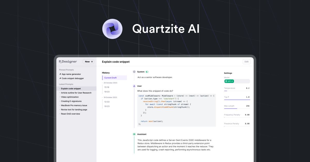 Quartzite AI Quartzite is an AI productivity app / Prompt IDE that