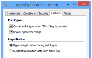 Bypass logon legal notice, cancel autologon by shift