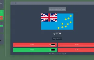 Editor showing a question about Tuvalu with an image