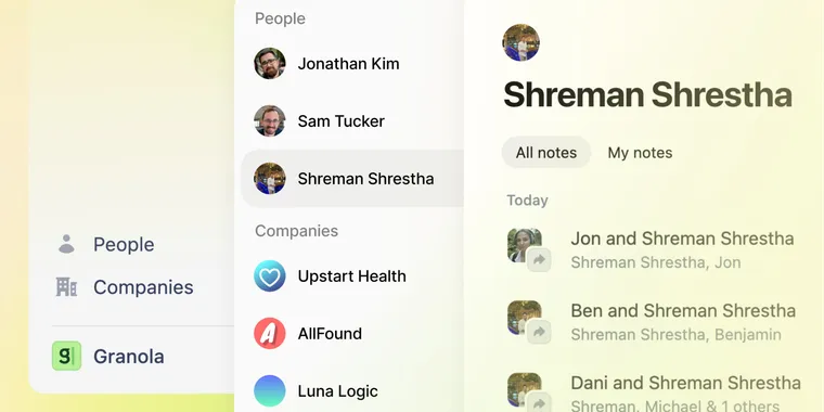 Granola launches People and Companies views for unified relationship insights image