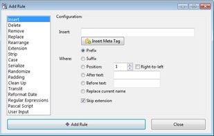 Rules dialog