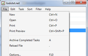 File menu