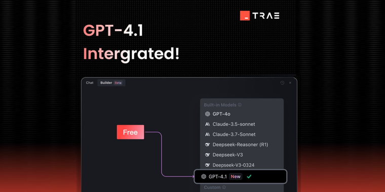 Trae now supports GPT-4.1  image