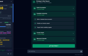 Strategy to Beat Competitors — Get a week-by-week action plan to improve your AI visibility and outrank competitors.
