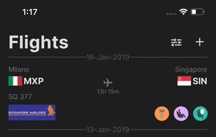 Recent taken flights list